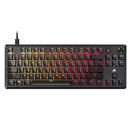 Corsair K70 CORE TKL RGB Mechanical Gaming Keyboard, USB, Red Linear Switches, Sound Dampening, Rotary Dial, Aluminium Top Plate, Black